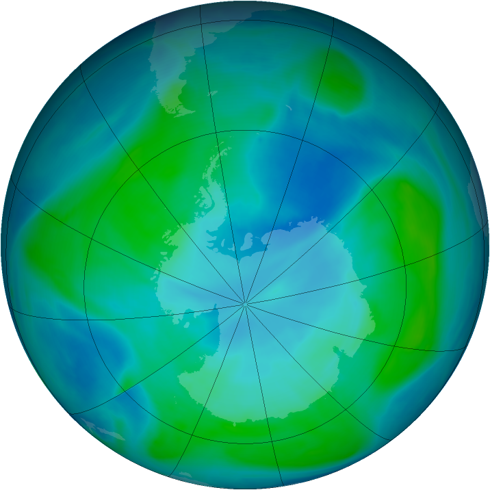 Antarctic ozone map for 24 January 2006
